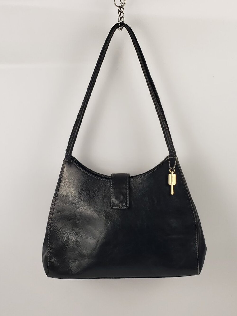 Fossil Handbag Dark Chocolate Brown Magnetic Pockets 9x12 Purse Leather Shoulder